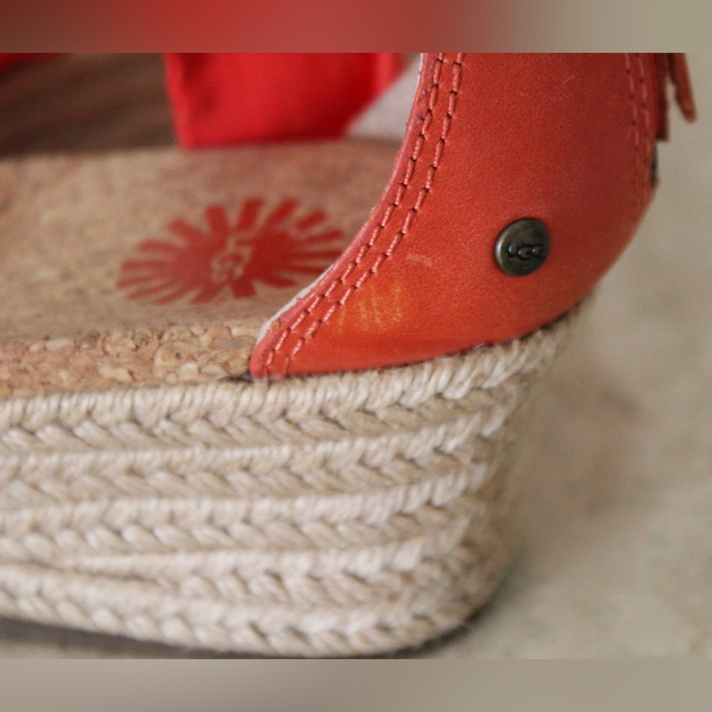 UGG Orange Espadrille Wedges Size 8 - Picture 8 of 9